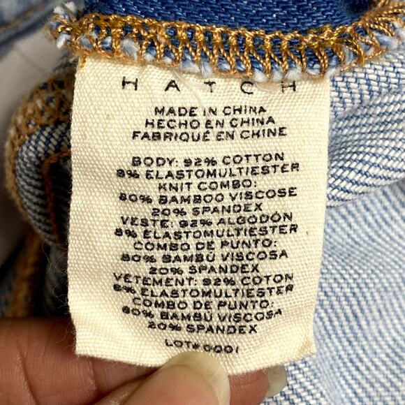 HATCH Over the Bump Maternity Flare Jeans Light Wash Stretch Distressed Size 26 - Picture 10 of 12